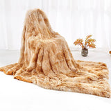 UniCuddle™ Luxury Soft Plush Shaggy Throw Blanket Beige Brown