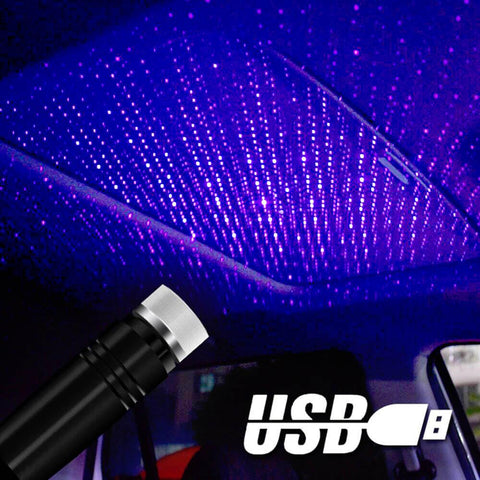 USB Car Interior Atmosphere Star Sky Lamp Ambient Star Light LED Projector  Blue