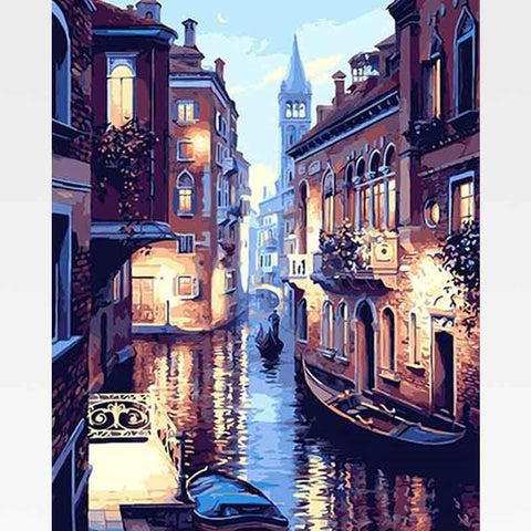 Venice Canal DIY Oil Acrylic Painting Kit Paint By Numbers with Frame 40 x  50cm