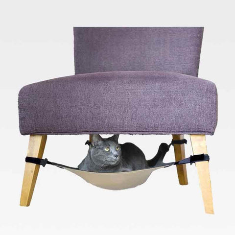COZILY™ Under Chair Cat Hammock Grey and Beige