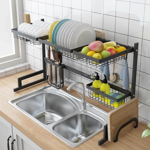 Rectangular 2 Shelves Dish Drainer Rack S Shaped Dual Layers Dish Drying Rack  Kitchen, Size/Dimensions: Standard