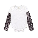 2019 Tattoo Sleeve Print Baby Romper White Romper / 6-9 Months