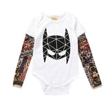 2019 Tattoo Sleeve Print Baby Romper Batman White Romper / 6-9 Months
