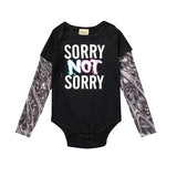 2019 Tattoo Sleeve Print Baby Romper Sorry Not Sorry Black Romper / 6-9 Months