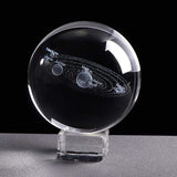 3D Engraved Solar System Sphere Medium ( 6 CM - 2.36 IN ) / Crystal Base